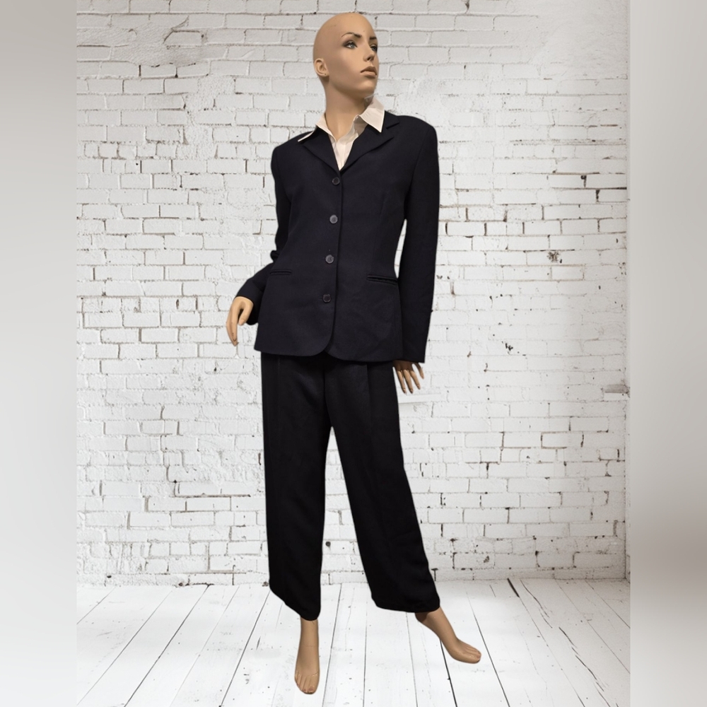 Vintage Evan Picone Navy 2 Pc Business Pant Suit Women's Sz 10